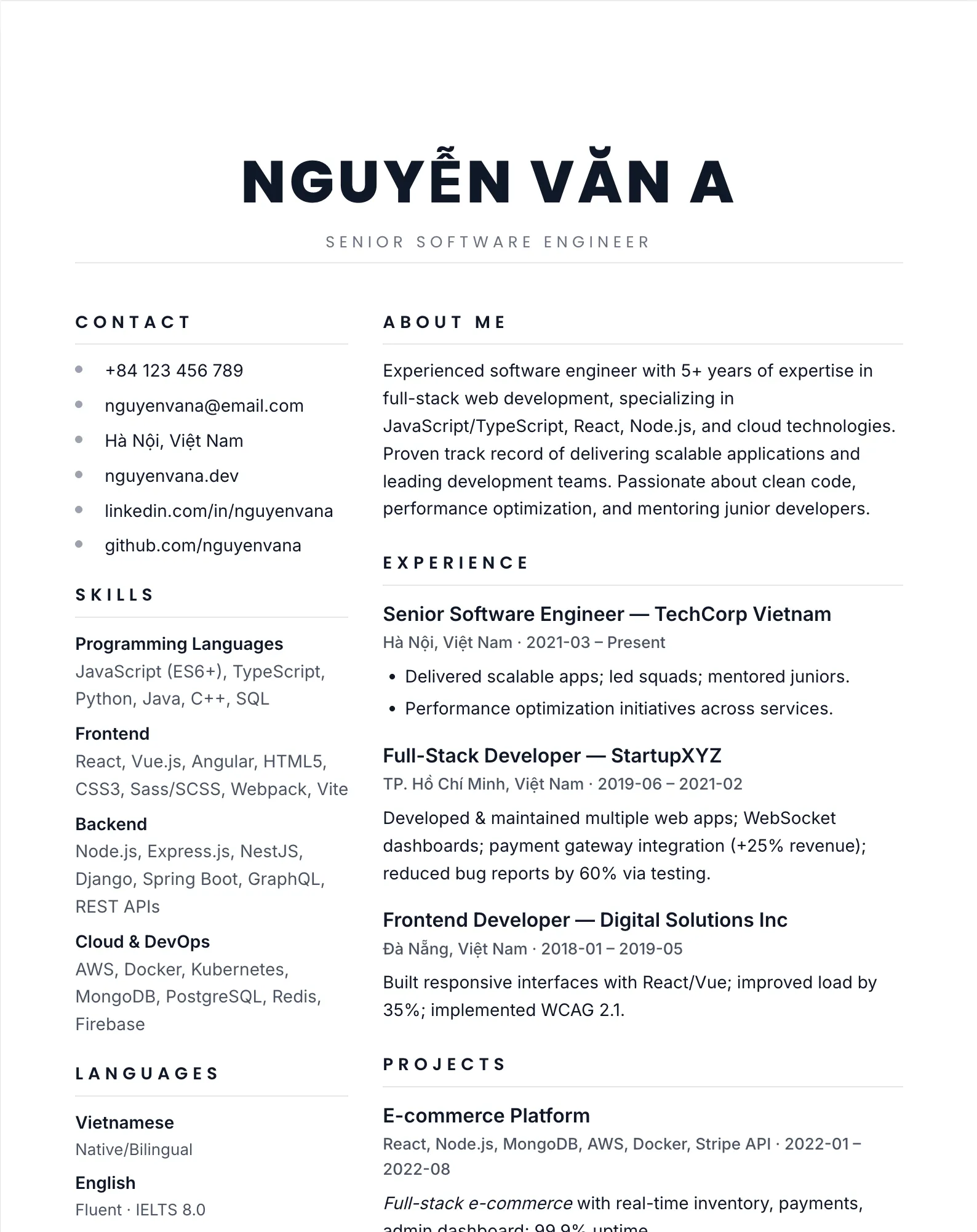 Mẫu CV FormCV - phong cách tối giản