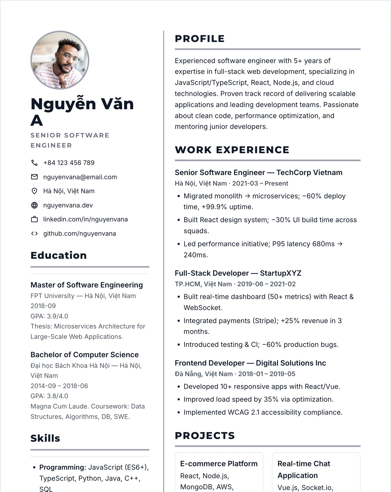 Mẫu CV chuyên nghiệp FormCV - thiết kế hiện đại